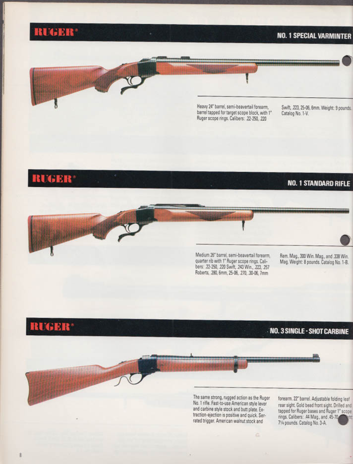 Ruger Sporting Firearms Catalog 1985 Rifle Carbine Shotgun Pistol 