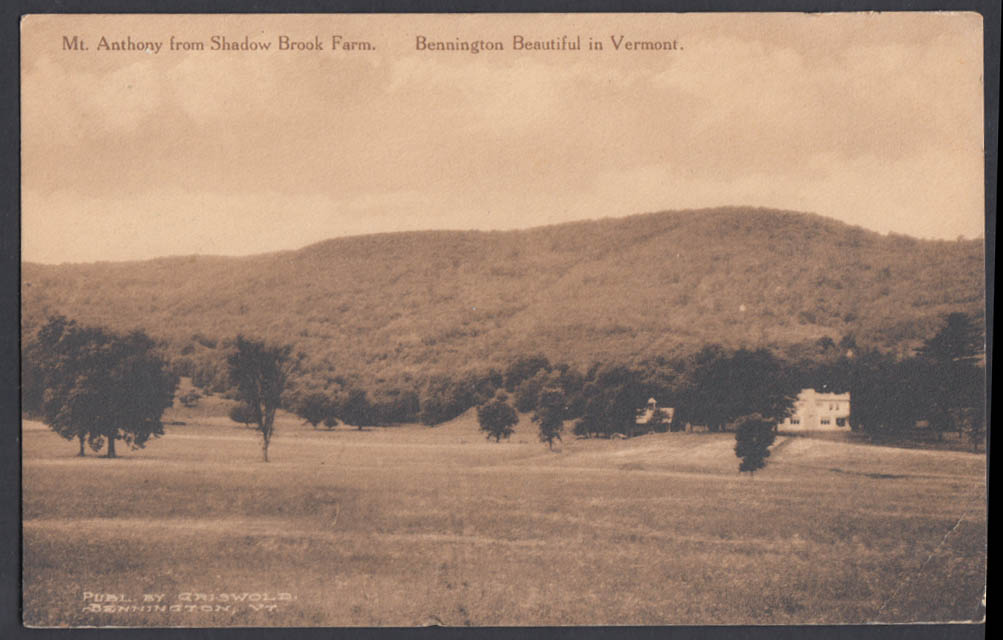 Mt Anthony From Shadow Brook Farm Bennington Vt Postcard 1910