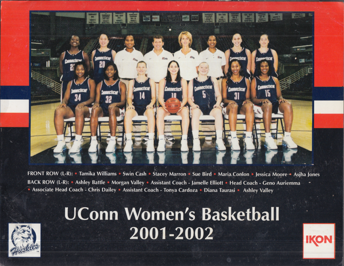 UCONN Women's Basketball Team Picture / schedule card 2001-2002