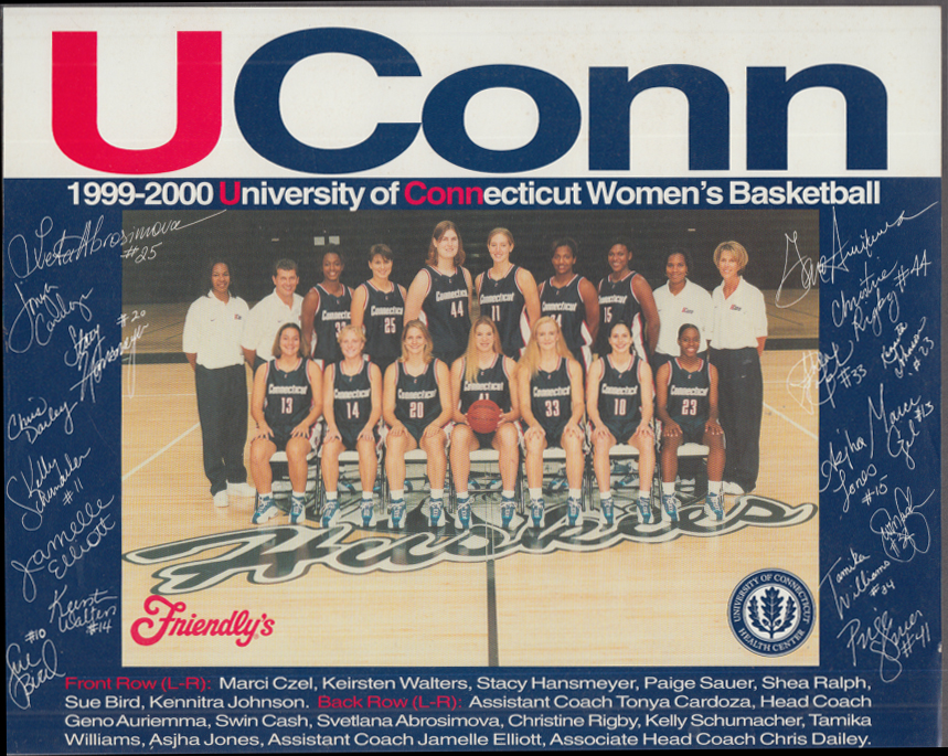 UCONN Women's Basketball Team Picture / Schedule card 19992000