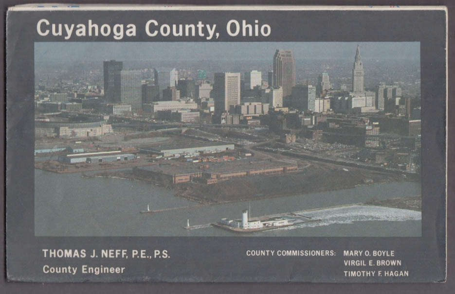 Cuyahoga County Ohio Official Highway & Street Map ca 1980s