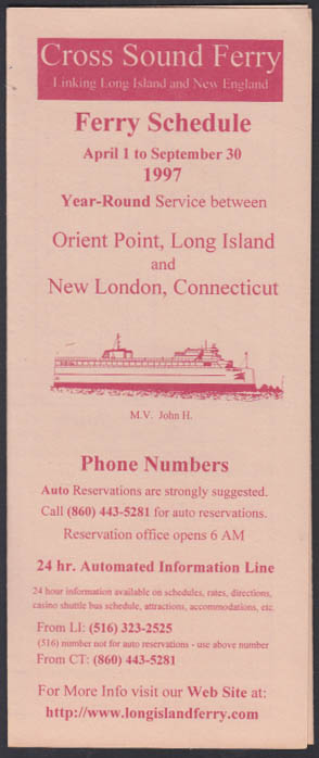 Cross Sound Ferry Orient Point New London Schedule 4 1 9 30 1997