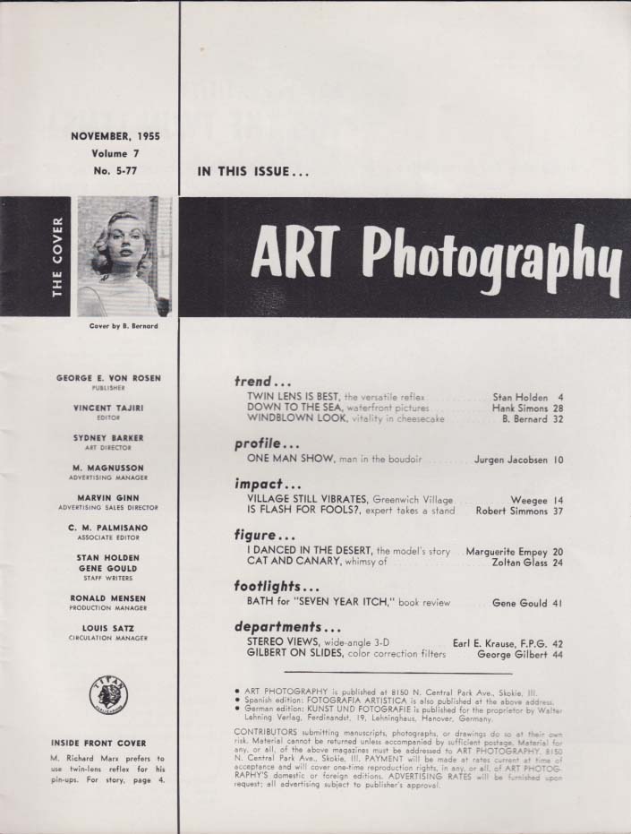 Art Photography 11 1955 Weegees Naked Village Zoltan Glass Marguerite Empey 