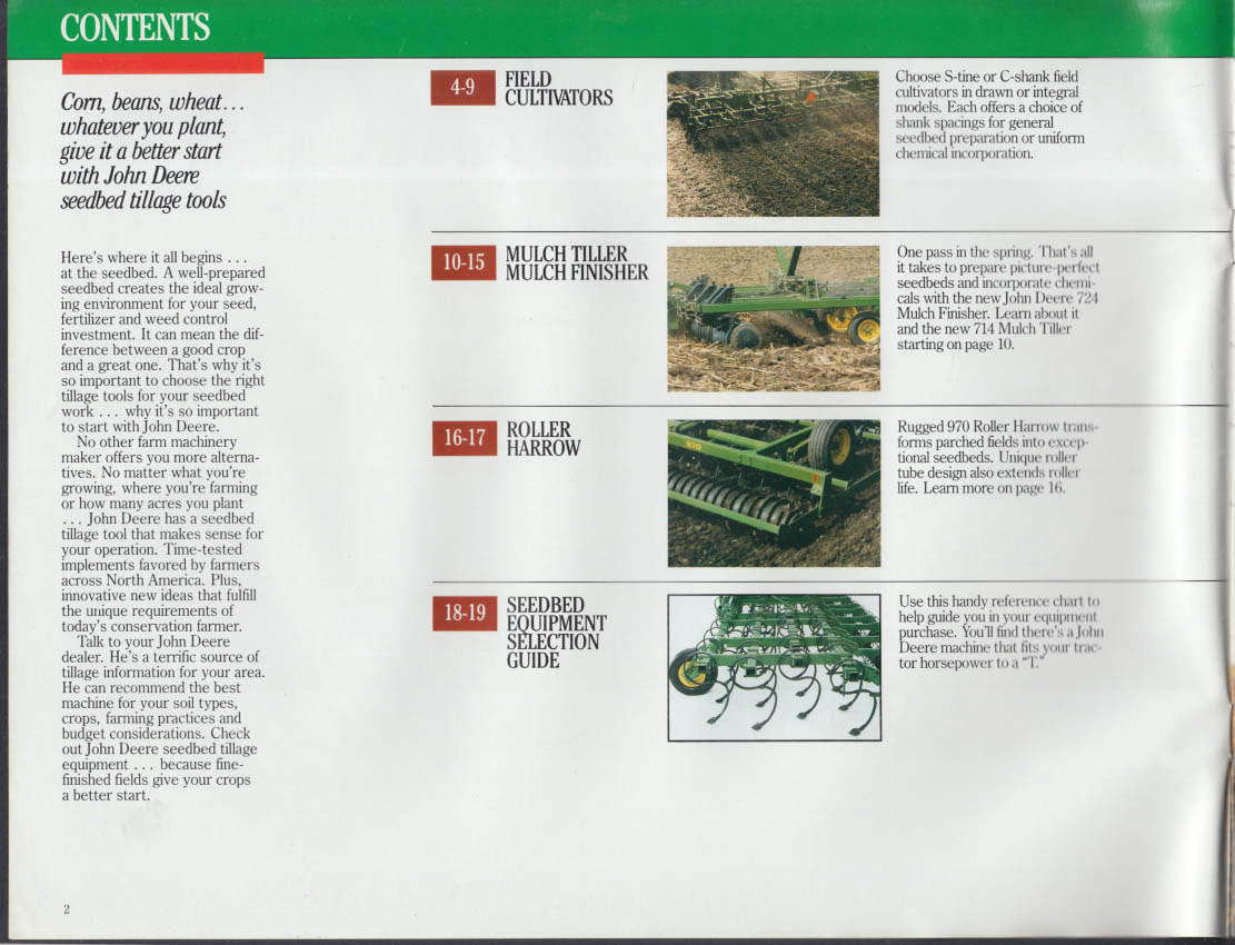 John Deere Brochure Field Cultivators Mulch Tiller Finisher Roller