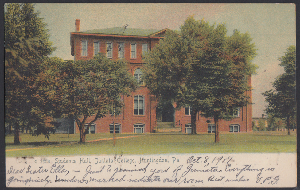 Students Hall At Juniata College In Huntingdon PA Undivided Back ...