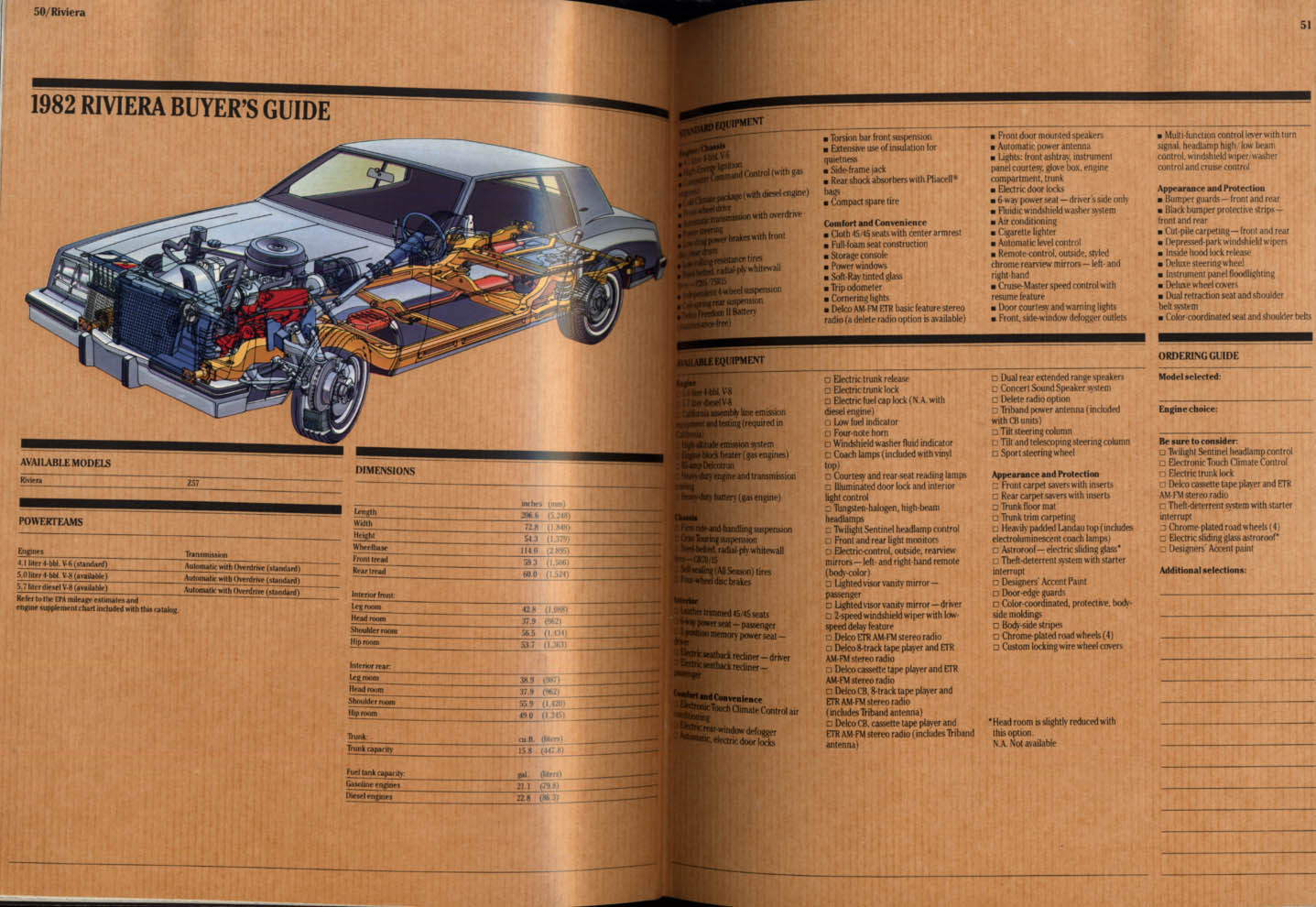 1982 Buick Riviera Electra Le Sabre Regal Century Skylark sales brochure