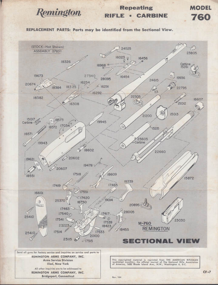 Remington Gamemaster Model 760 Repeating Rifle Carbine Instructions 1964