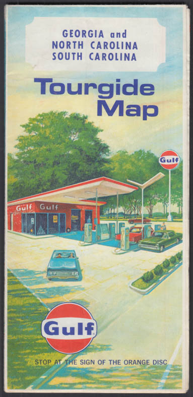 Gulf Tourgide Gasoline Road Map Georgia North & South Carolina 1969