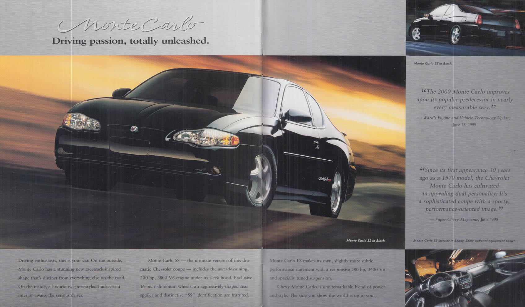 2000 Chevrolet Sales Brochure Corvette Camaro Monte Carlo SS