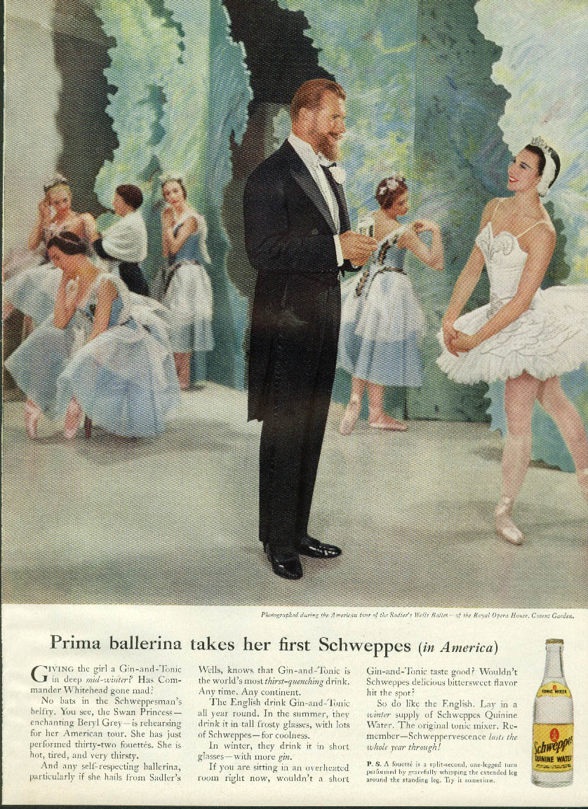 Prima ballerine takes her first Schweppes Quinine Water ad 1955 Cdr ...