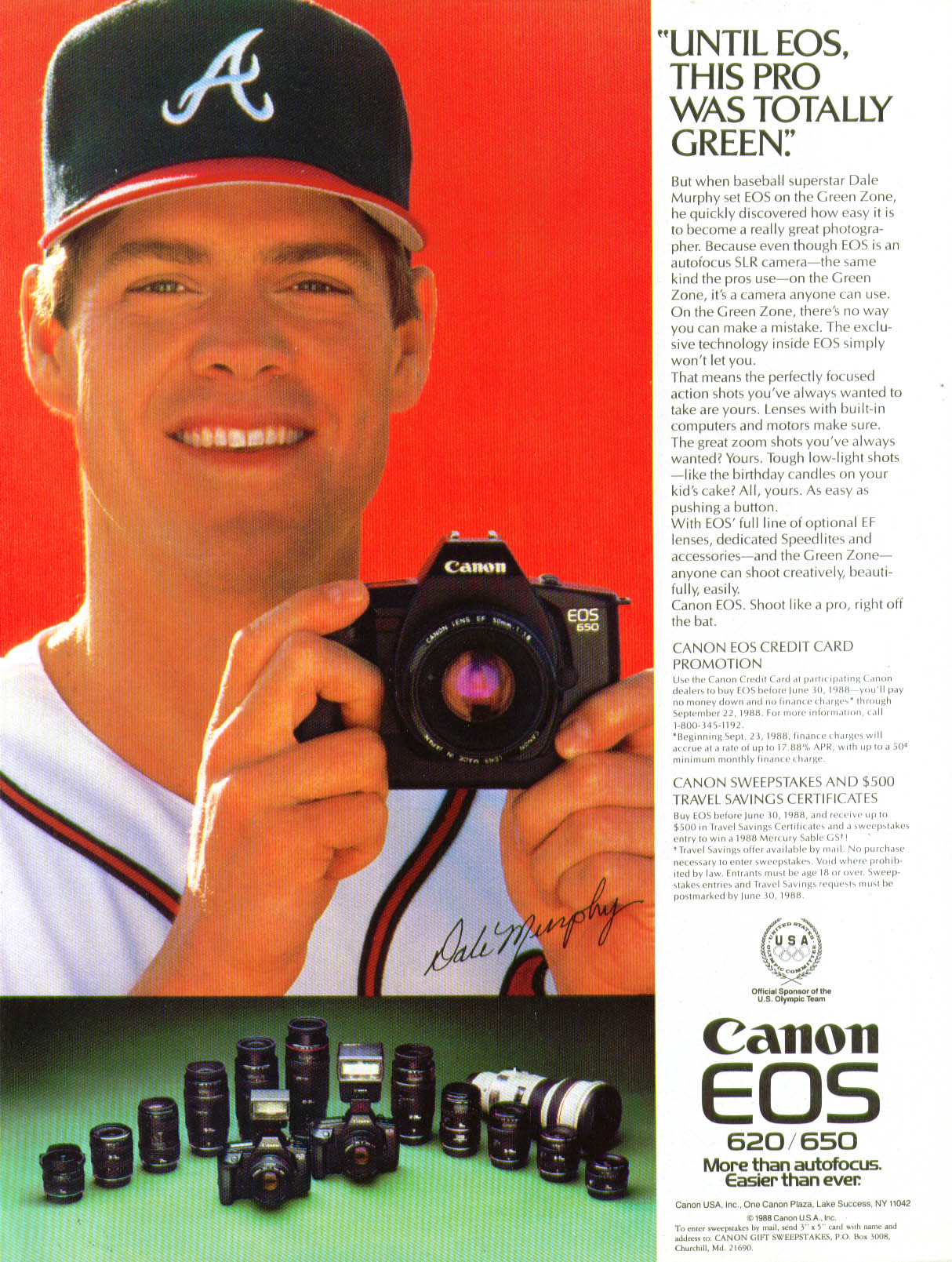 Atlanta Braves Dale Murphy for Canon EOS Camera ad 1988