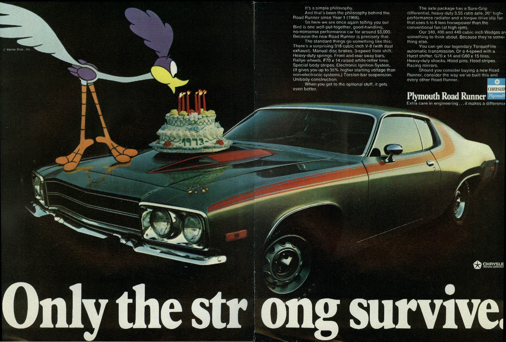 Only The Strong Survive Plymouth Road Runner Ad 1973