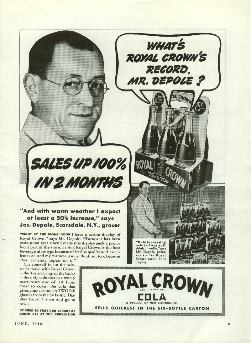 Whats Royal Crown Colas Record Mr Depole Sales Up 100 Ad 1940