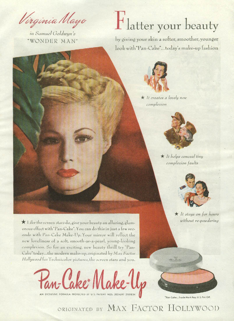 Virginia Mayo In Wonder Man For Max Factor Pan Cake Make Up Ad 1945 Cosmo