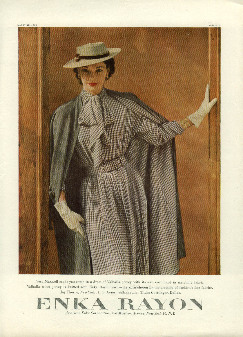 Vera Maxwell Dress Of Enka Rayon Ad 1951 Scavullo Photo