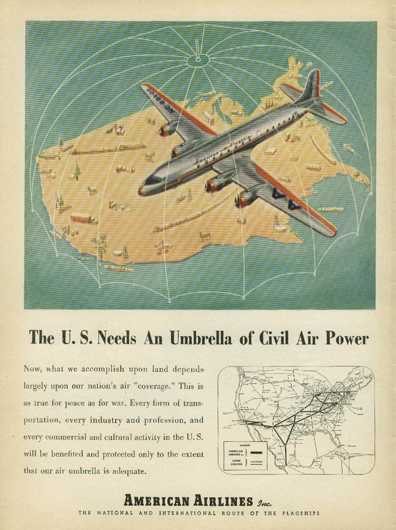 The US needs an umbrella of Civil Air Power American Airlines DC4 ad