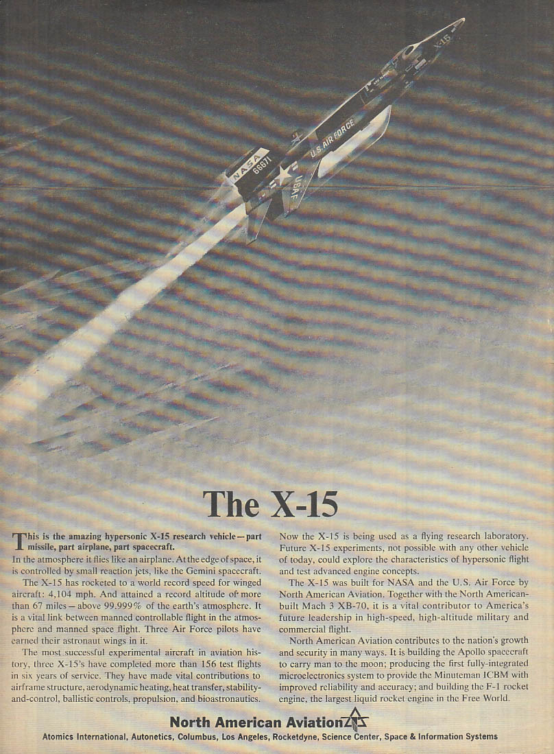 This Is The Amazing Hypersonic North American Aviation X-15 Ad 1966 T