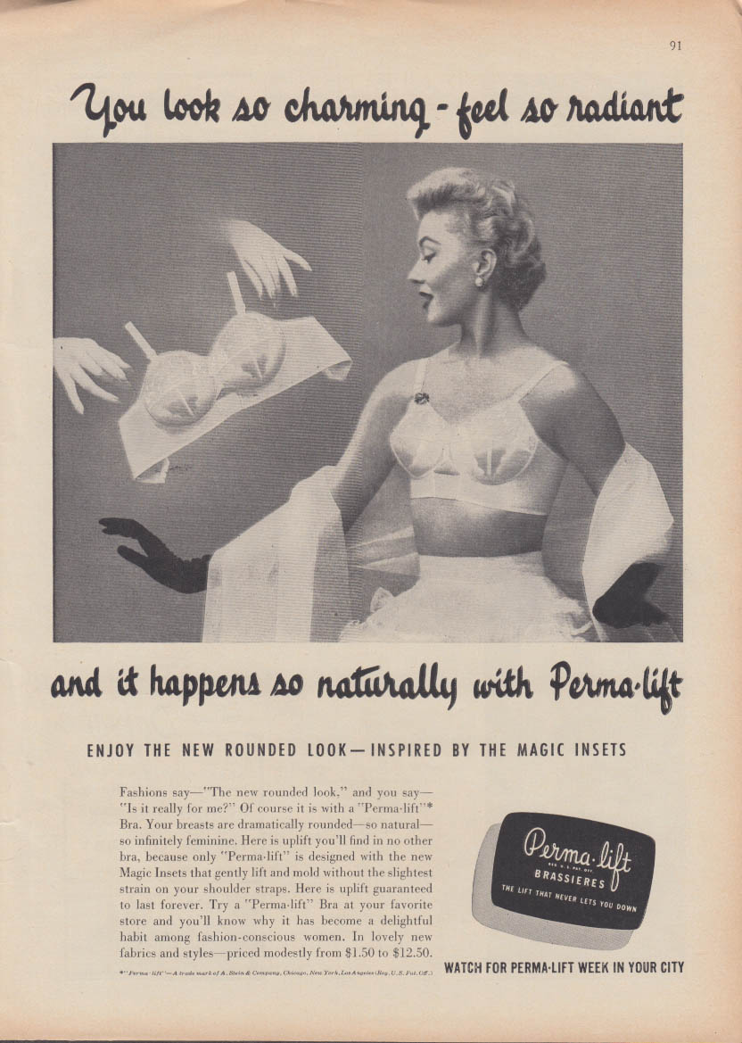 You look so charming, feel so radiant - Perma-Lift Bra ad 1955 NY