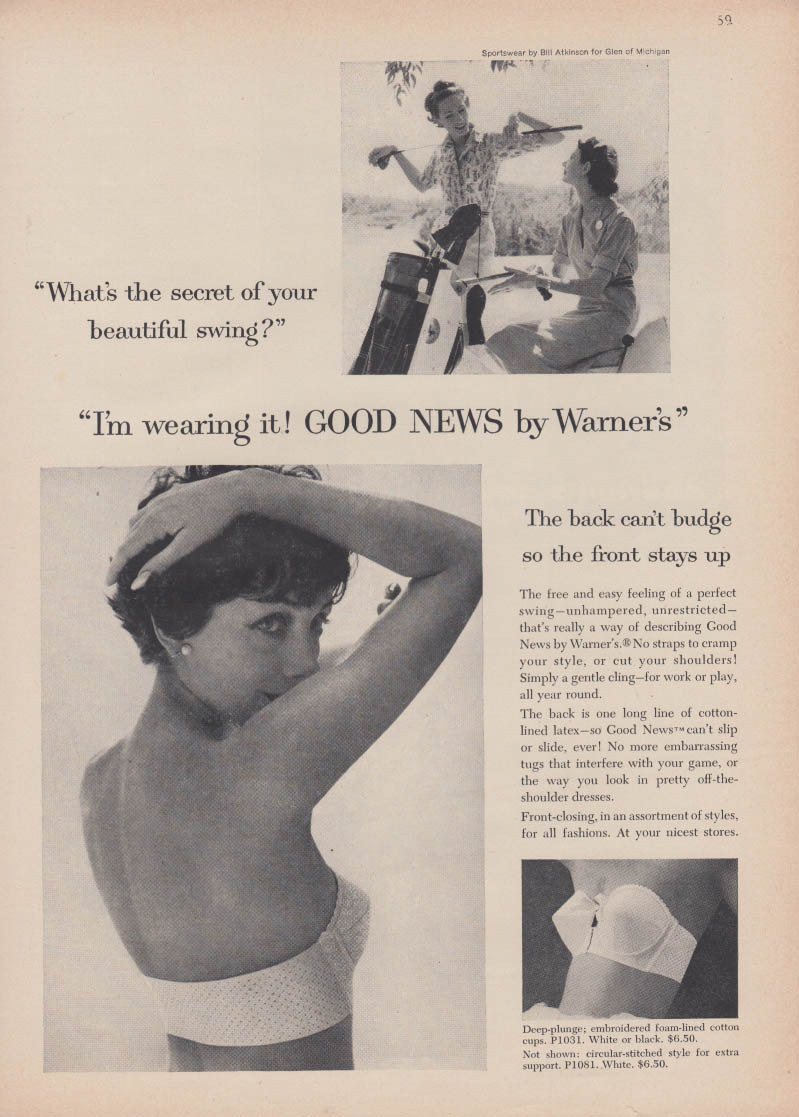 1952 womens Bali strapless Longline brassiere bra vintage fashion ad