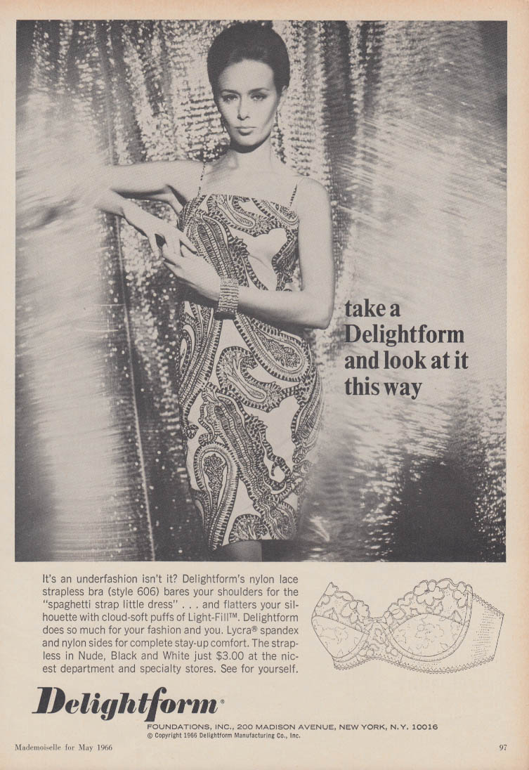 Kayser is marvelous in bed and out - nightgown, bra & slip ad 1969 Vog
