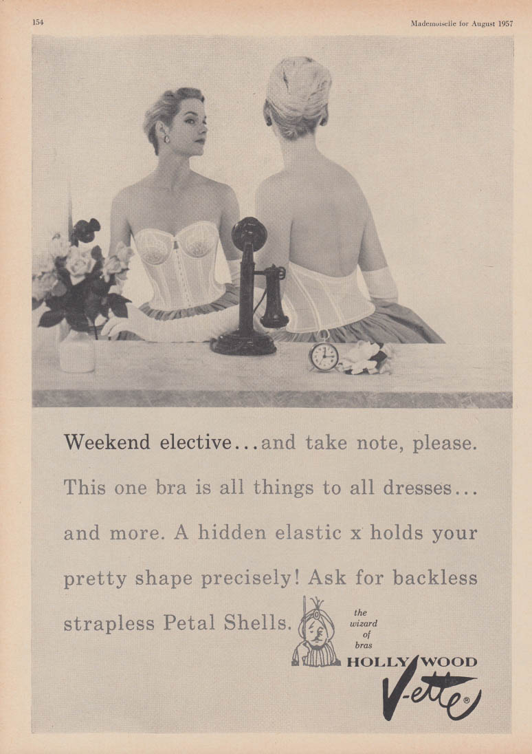 1957 Hollywood V-ette Vassarette Ad - Girdle and V-ette Bras
