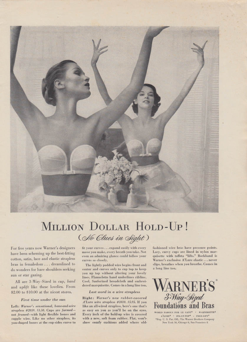 WARNER'S A'LURE BRA GIRDLES UNDERWEAR VINTAGE AD 1955