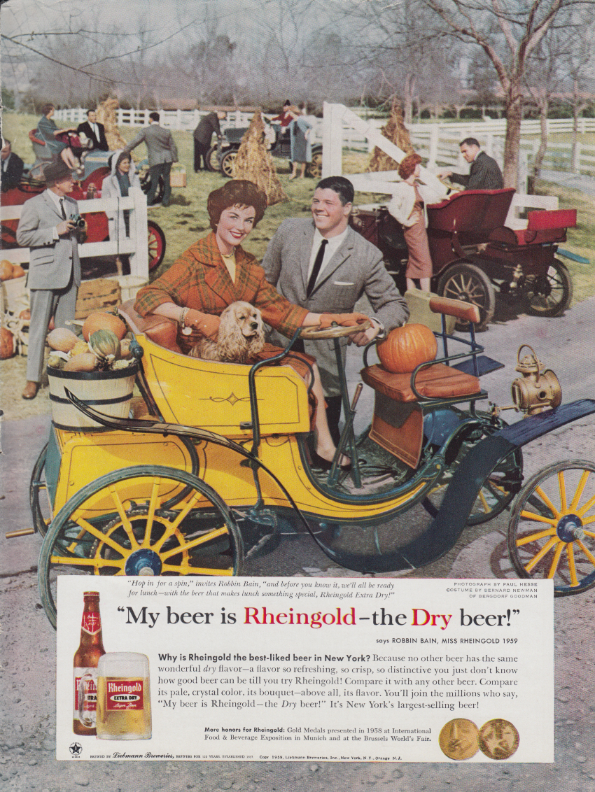 Miss Rheingold Beer Robbin Bain Ad 1959 Antique Car Meet Cocker Spaniel