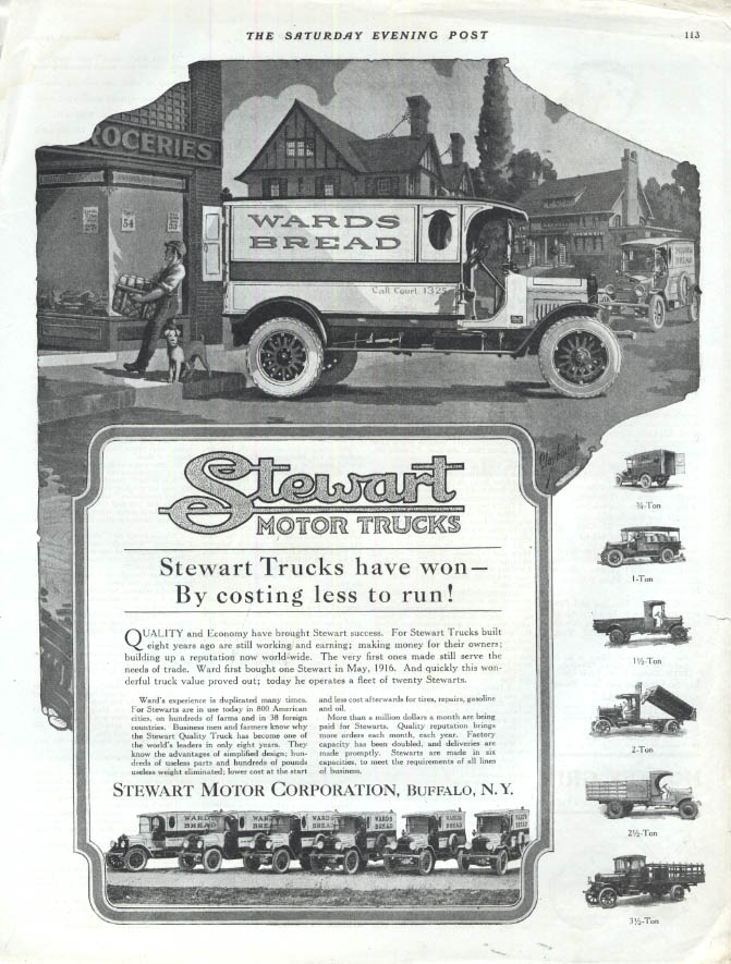 Stewart Motor Trucks Have Won By Costing Less To Run Ad 1920 Wards