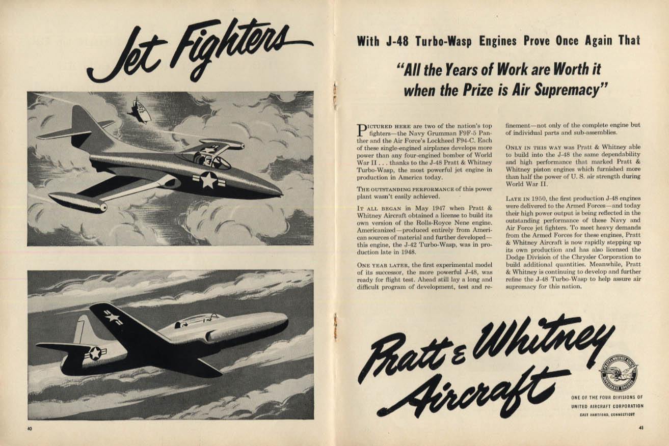 1948 Ad Grumman Panther U.S. Navy Jet Fighter Airplane - ORIGINAL