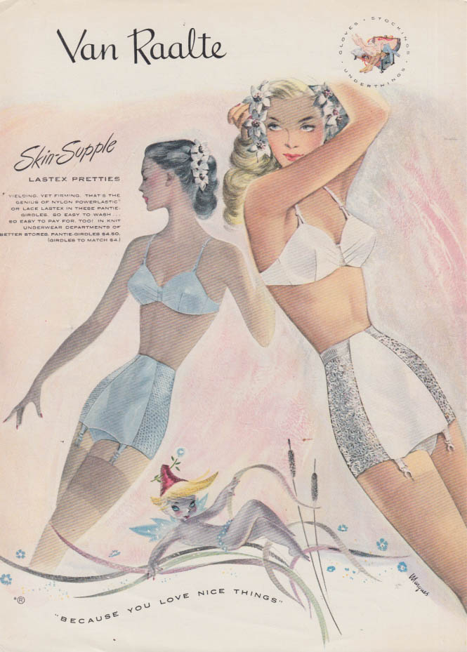 Slimness & coolness of cotton Playtex Girdle ad 1960 Black model EB