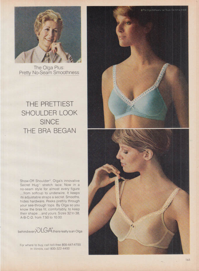 1983 print Lingerie Ad , full Fashion Bra by Olga blue bra pretty