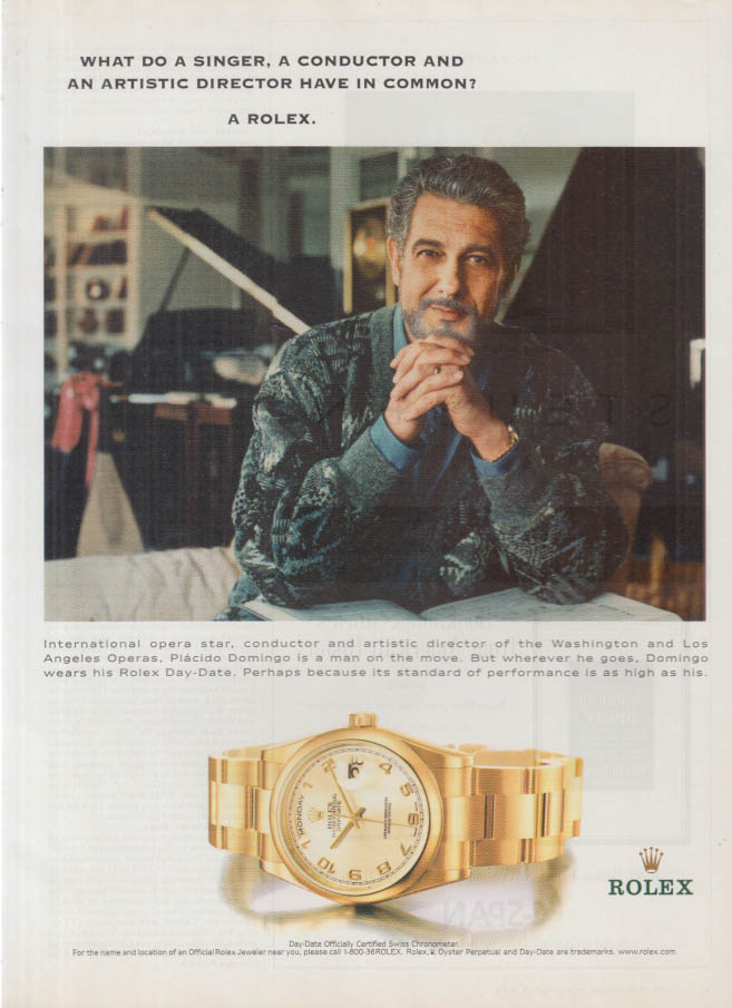 Placido Domingo for Rolex Wristwatches ad 2001 NY