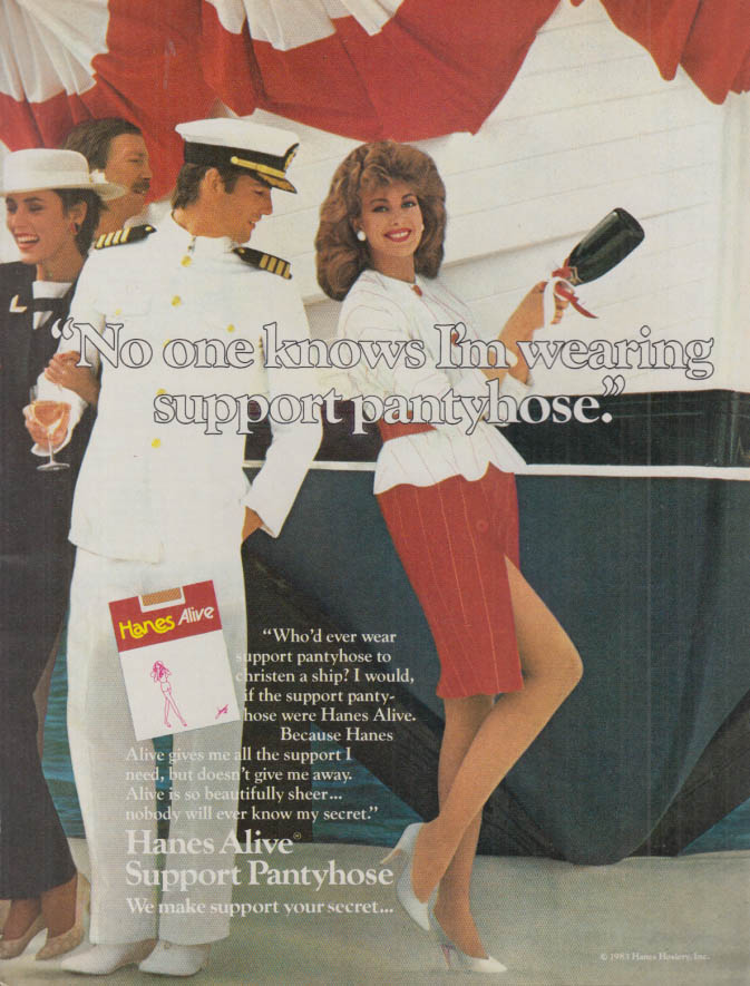No one knows I'm wearing support pantyhose. Hanes Hosiery, 1979