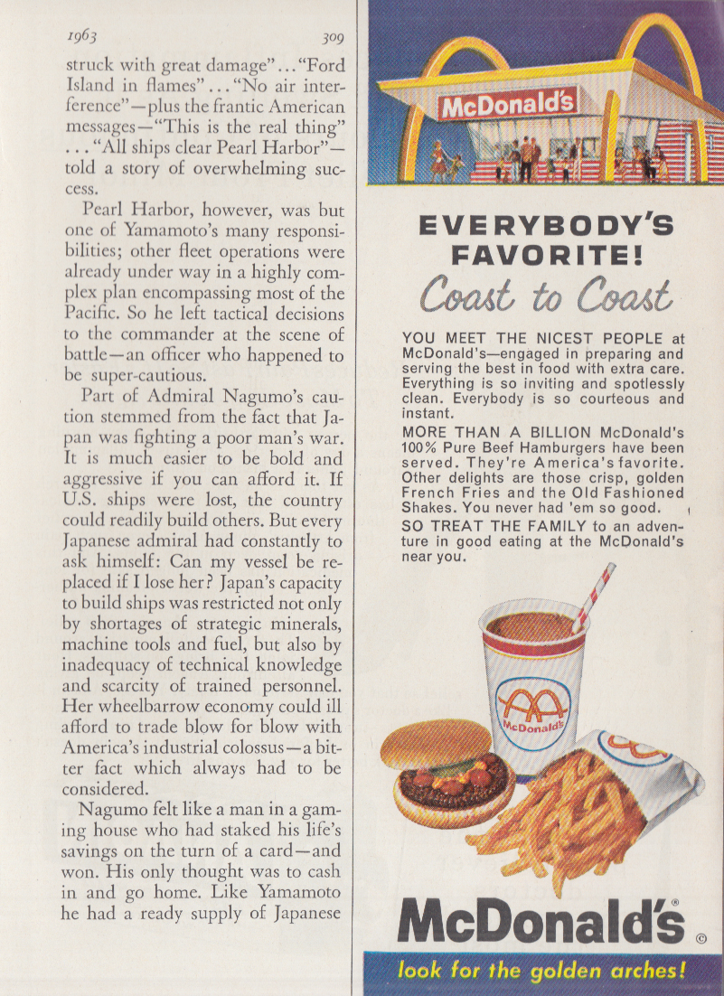 Everybody's Favorite! Coast To Coast - Mcdonald's Golden Arches Ad 1963 Rd