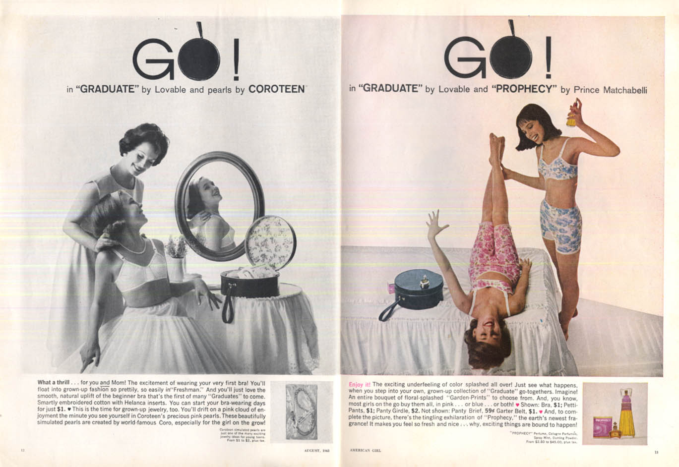 Image of AD: LOVABLE, 1966 American advertisement for bras and girdles by