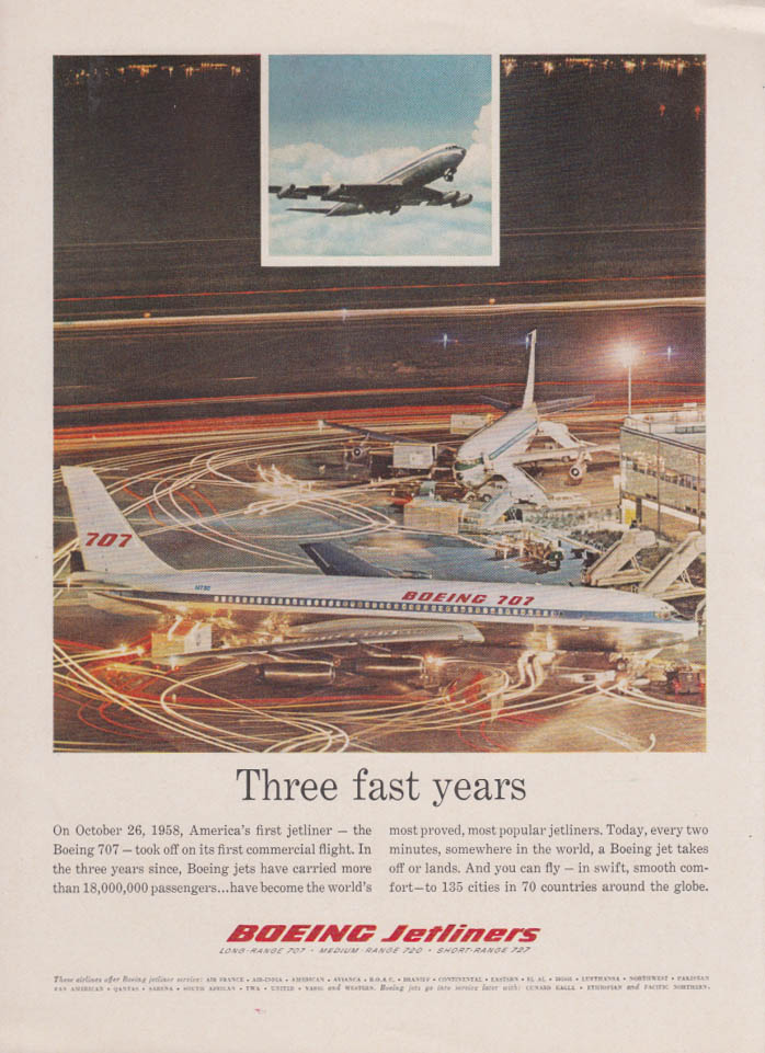 Three Fast Years - Boeing 707 Jetliner Ad 1961 Ny