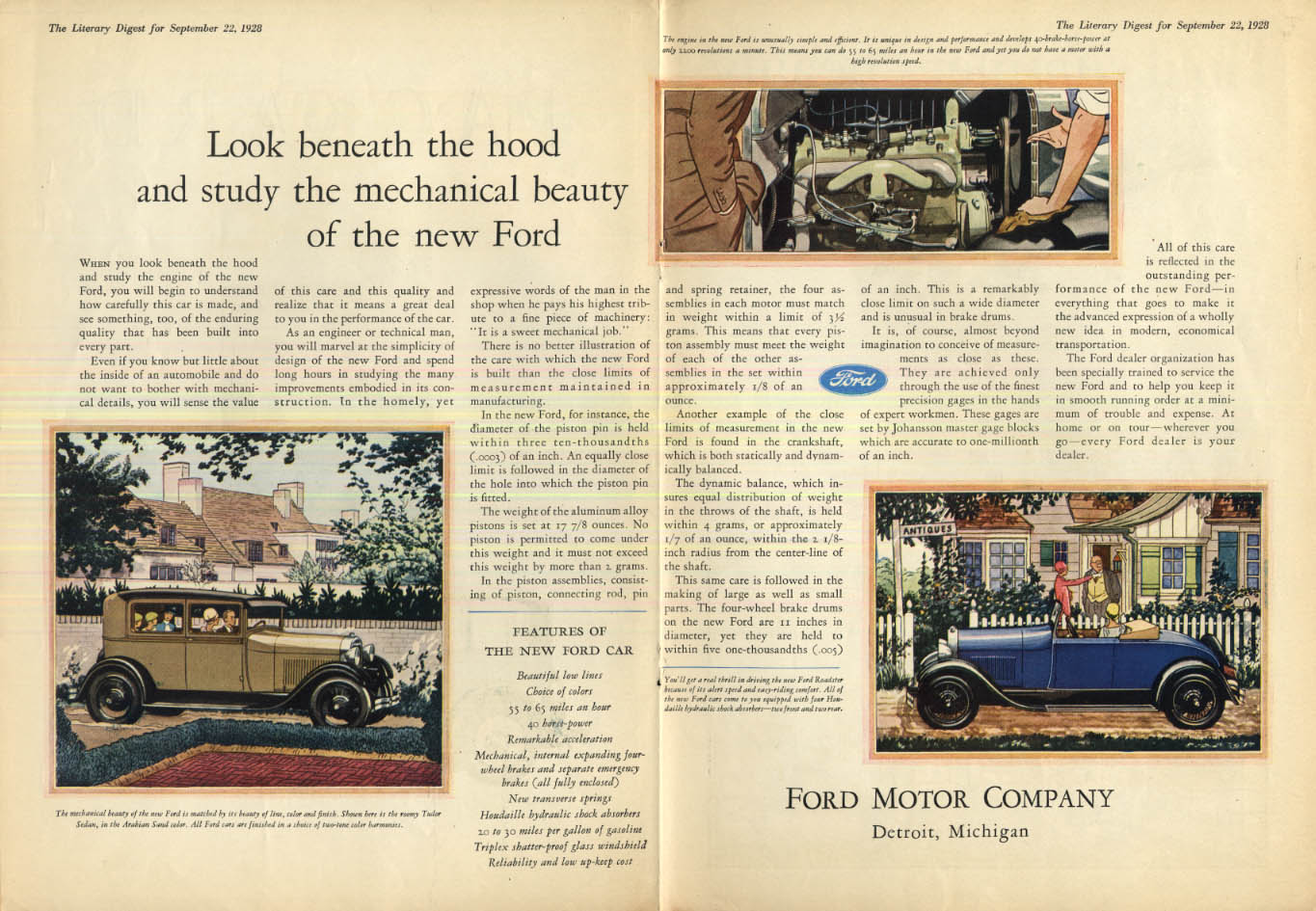 Look Beneath The Hood & Study The Ford Model A Roadster Ad 1928 Ld