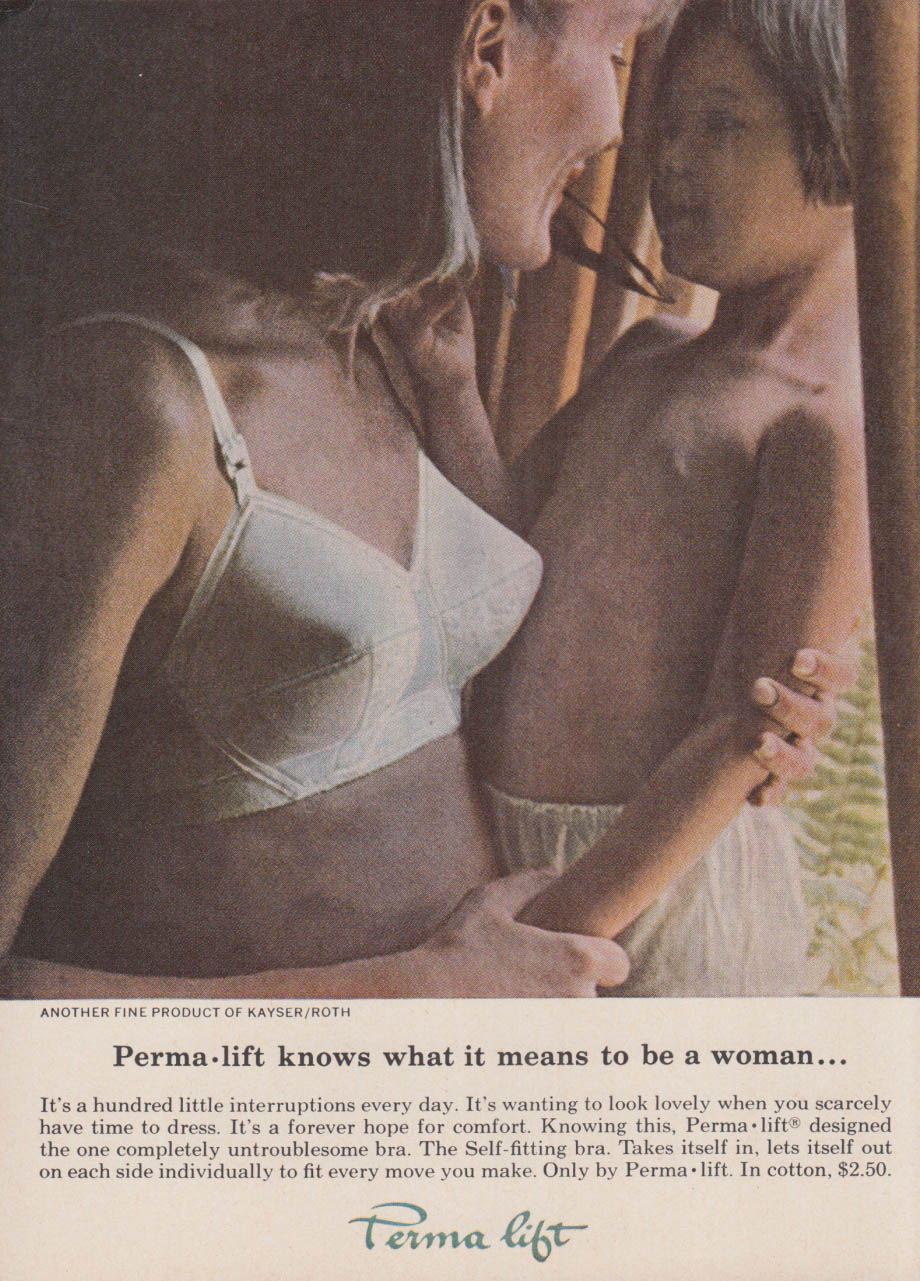 Guaranteed or your money back Perma-lift Self-Conforming Strapless Bra ad  1954