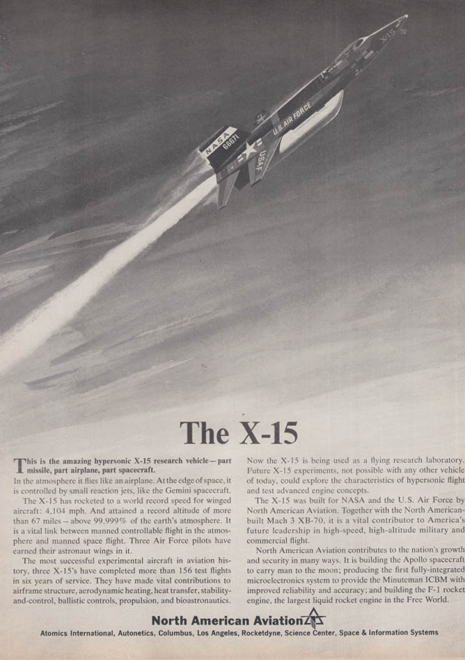 The Amazing Hypersonic North American X-15 Research Vehicle Ad 1966