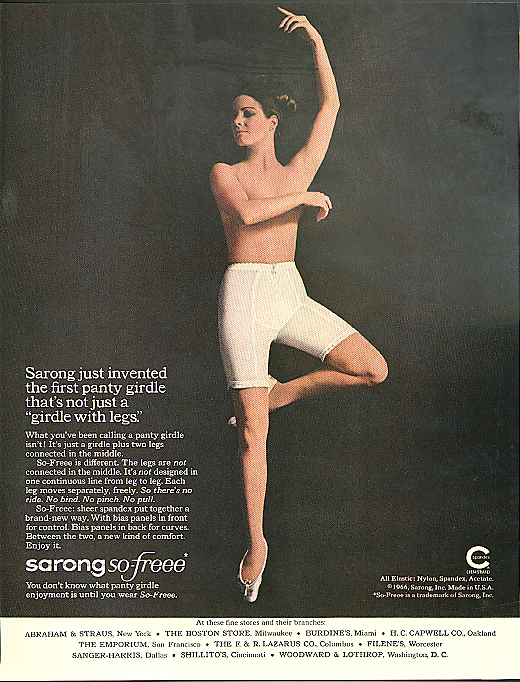 Sarong just invented the first panty girdle ad 1966 topless dancer