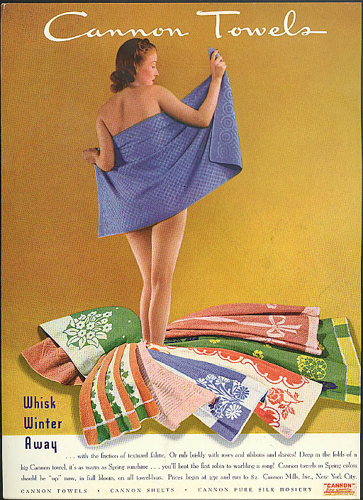 1942 Cannon Towels Vintage Ad, Advertising Art, Bath Towels