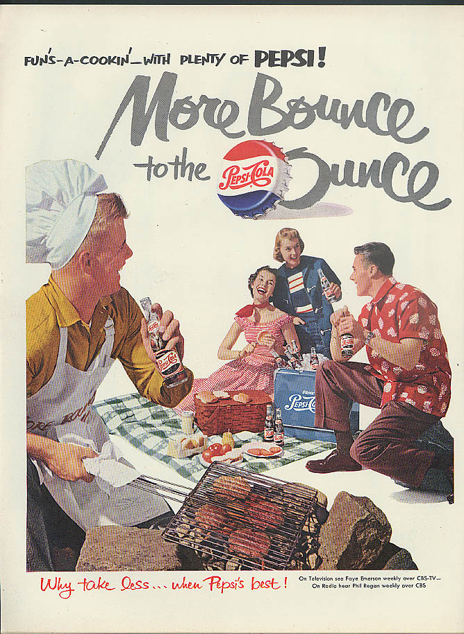 More Bounce To The Ounce Pepsi Cola Ad 1951 Picnic Cookout Cooler