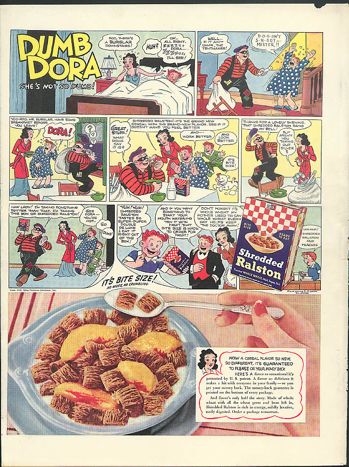 dumb-dora-she-s-not-so-dumb-shredded-ralston-cereal-ad-1940