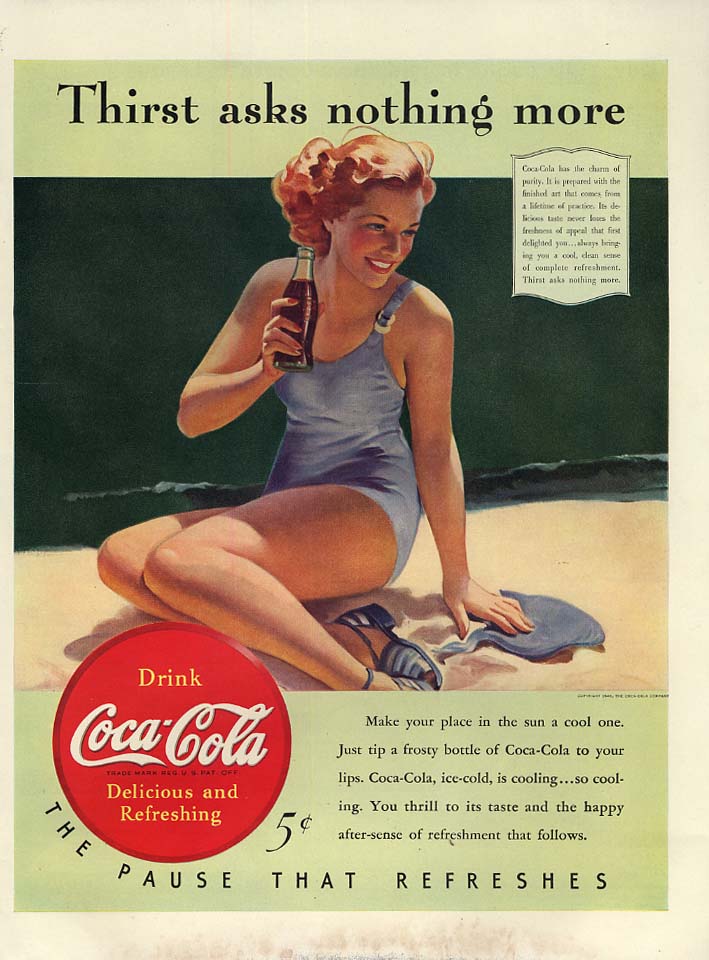Thirst Asks Nothing More Coca Cola Ad Redhead Bathing Beauty By