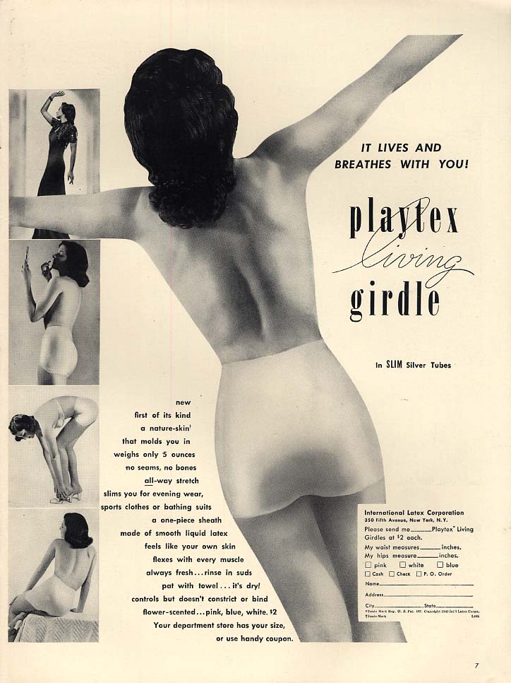 It lives and breathes with you Playtex Living Girdle ad 1940 L