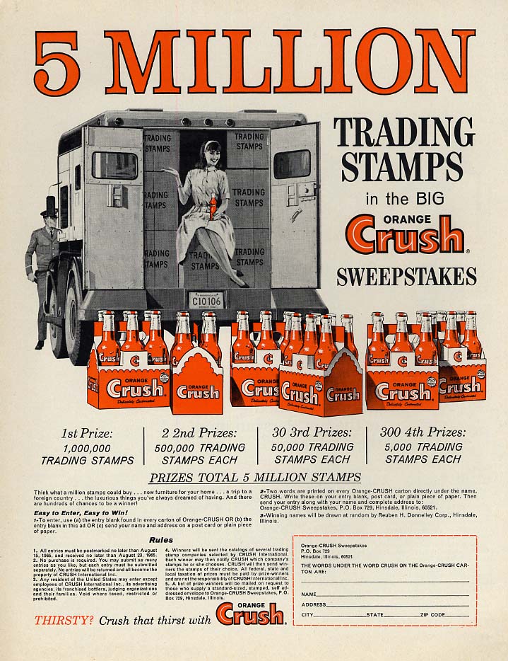 5 Million Trading Stamps Orange Crush Sweepstakes Ad 1965 P