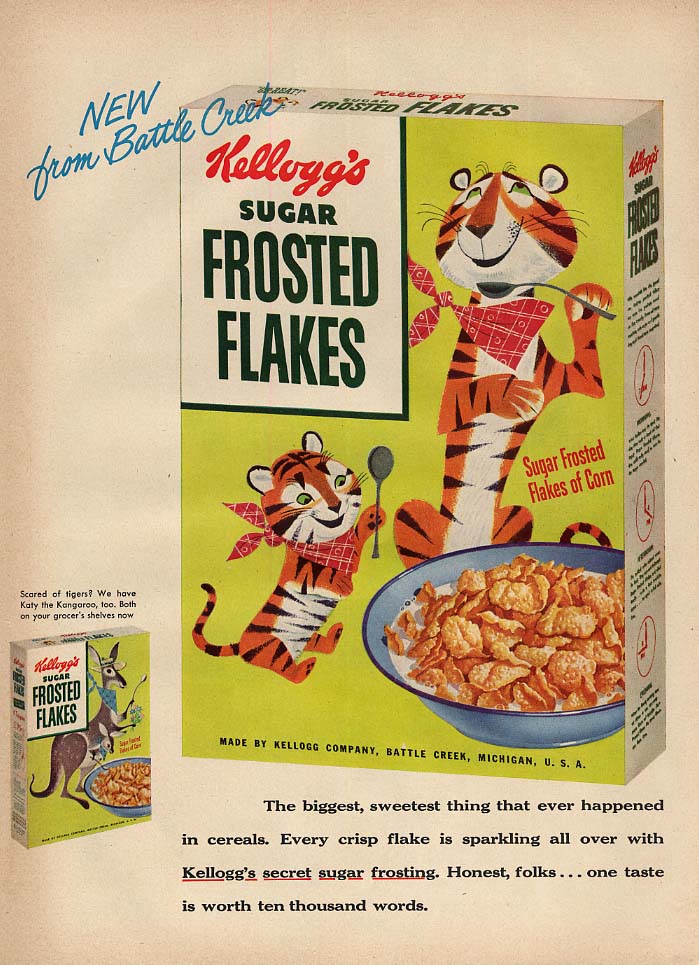 New From Battle Creek Kelloggs Sugar Frosted Flakes Ad 1953 Tony The