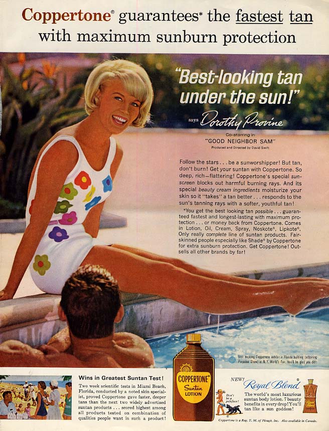 Dorothy Provine Guarantees The Fastest Coppertone Tan Ad 1964 BHG EBay