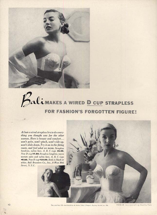 1951 Beauty begins with women's Bali bra slip seamstress tape measure ad