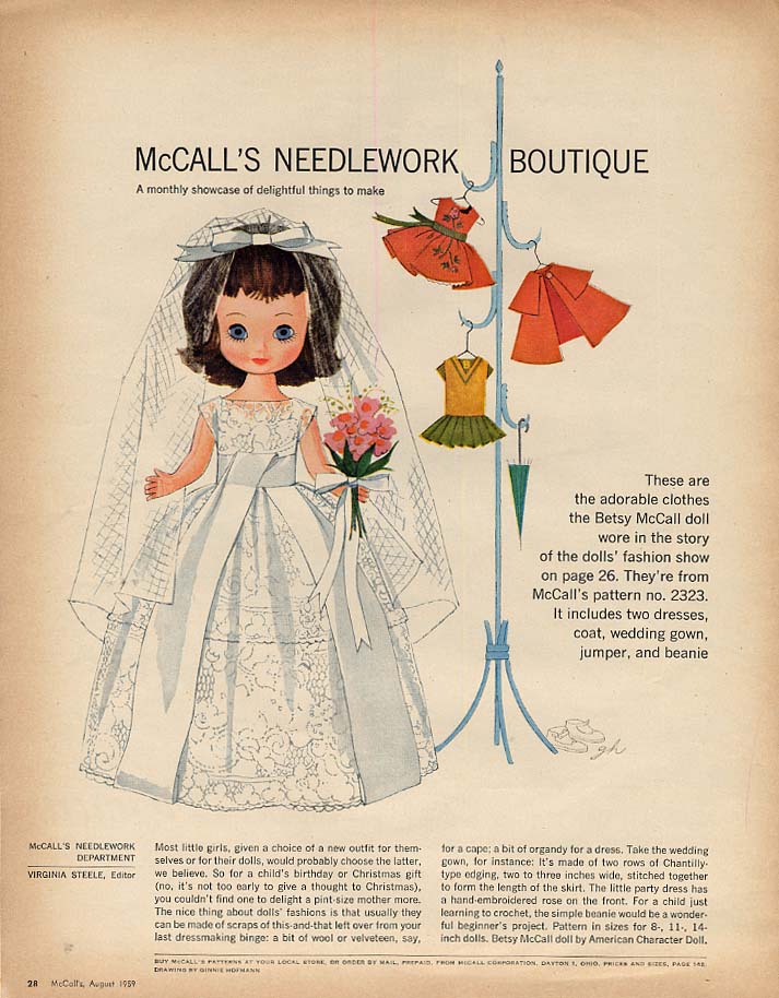 McCall's Needlework Boutique Betsy McCall fashion show outfit page